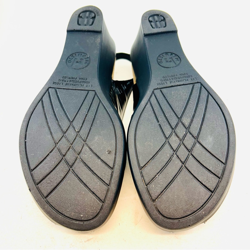 Mephisto Black Patent Leather Nastasia Peep Slingback Wedge Sandals sz 40 9-10 - Picture 9 of 11